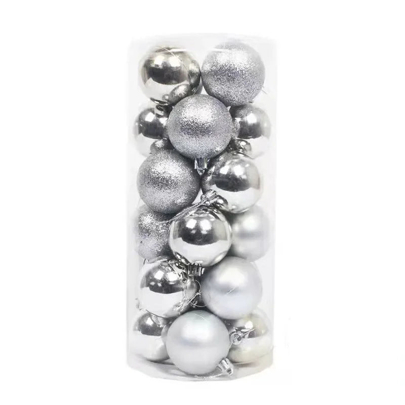 24pcs 3cm Christmas Balls Christmas Tree Ornaments Ball Xmas Hanging Tree Pendants Home Party Christmas Tree Decor New Year Gift Oasis Select Silver