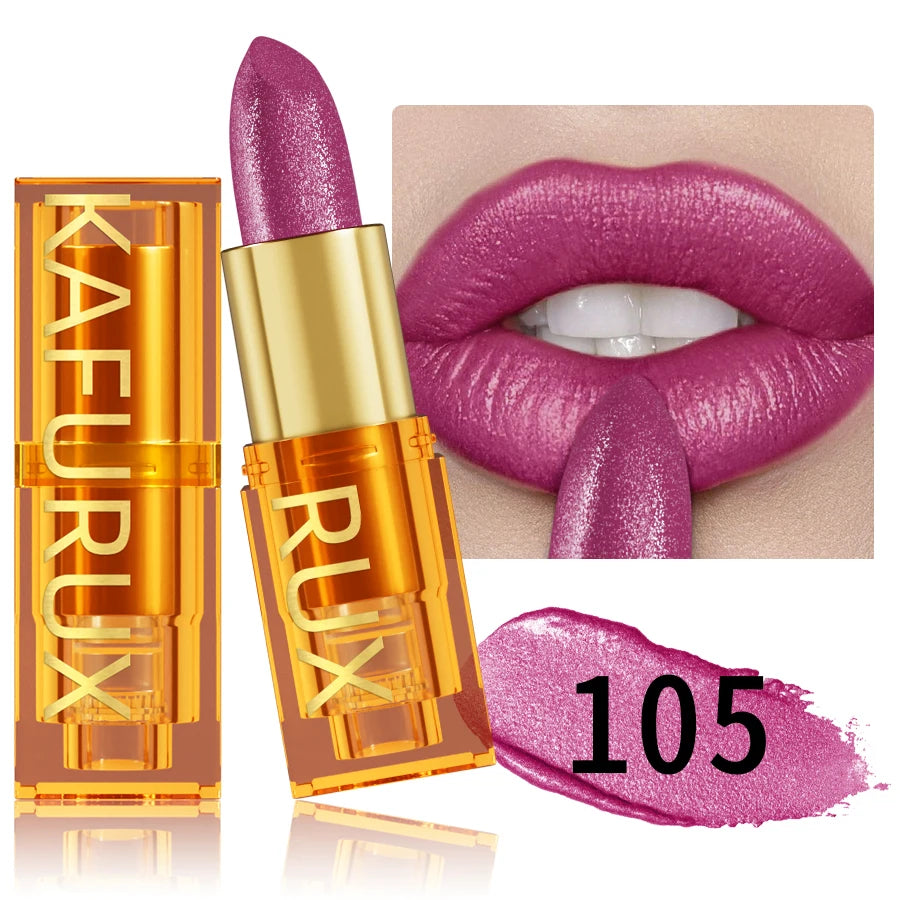 KAFURUX 16-Color Glitter Metallic Lipstick – Long-Lasting Matte