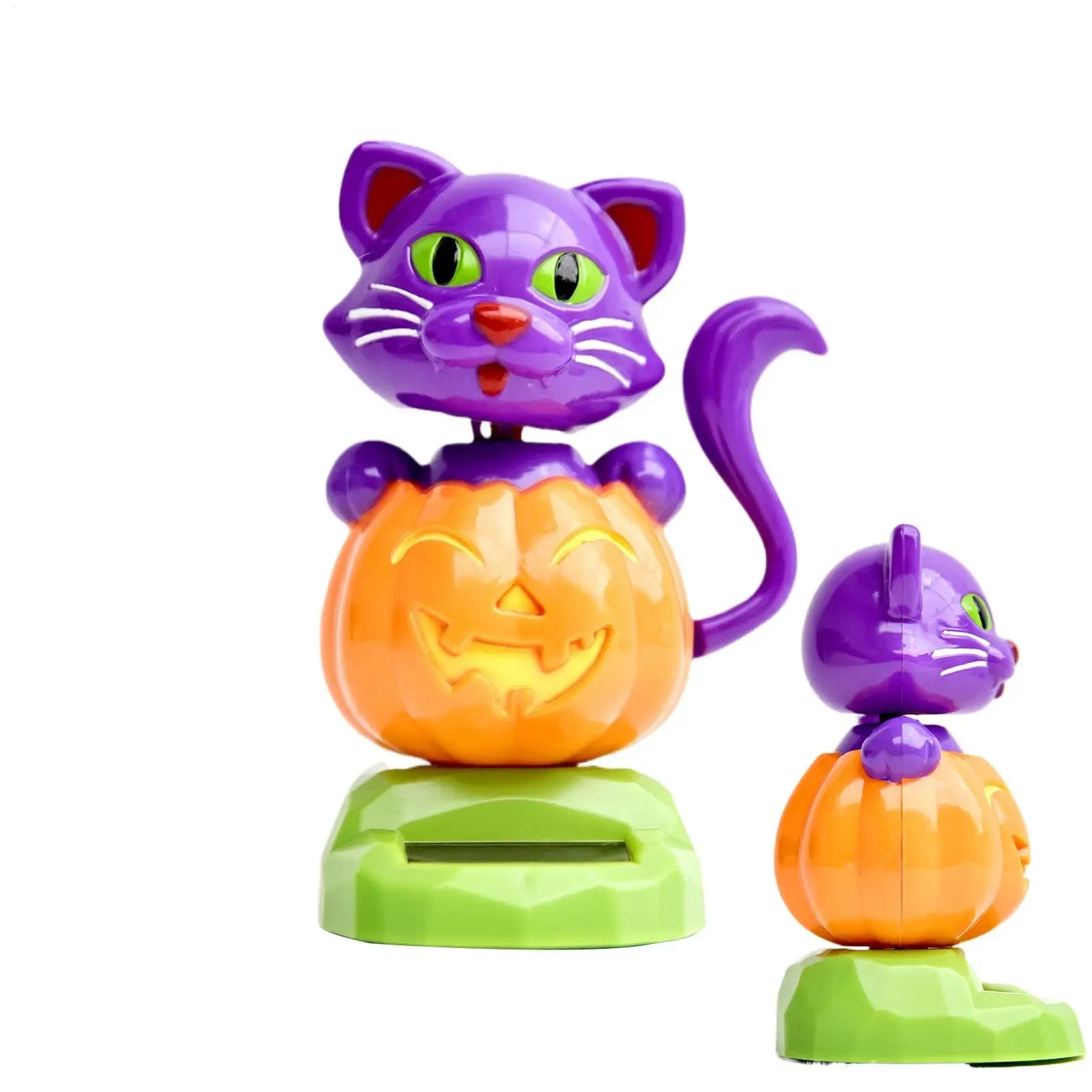 Solar Dancing Dolls Solar Powered Shaking Head Dancing Pumpkin Cat Car Ornament Automotive Interior Decoration Statue for Car Oasis Select