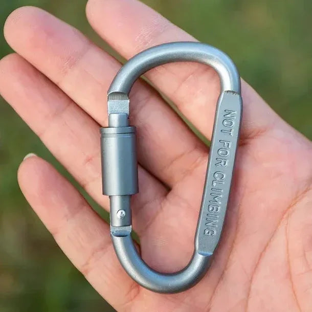Tactical Steel D Keychain Shape Hook Buckle Clip Climbing Army Carabiner Hanging Fit Outdoor Camping Survival Edc Caribiner Oasis Select 1PC