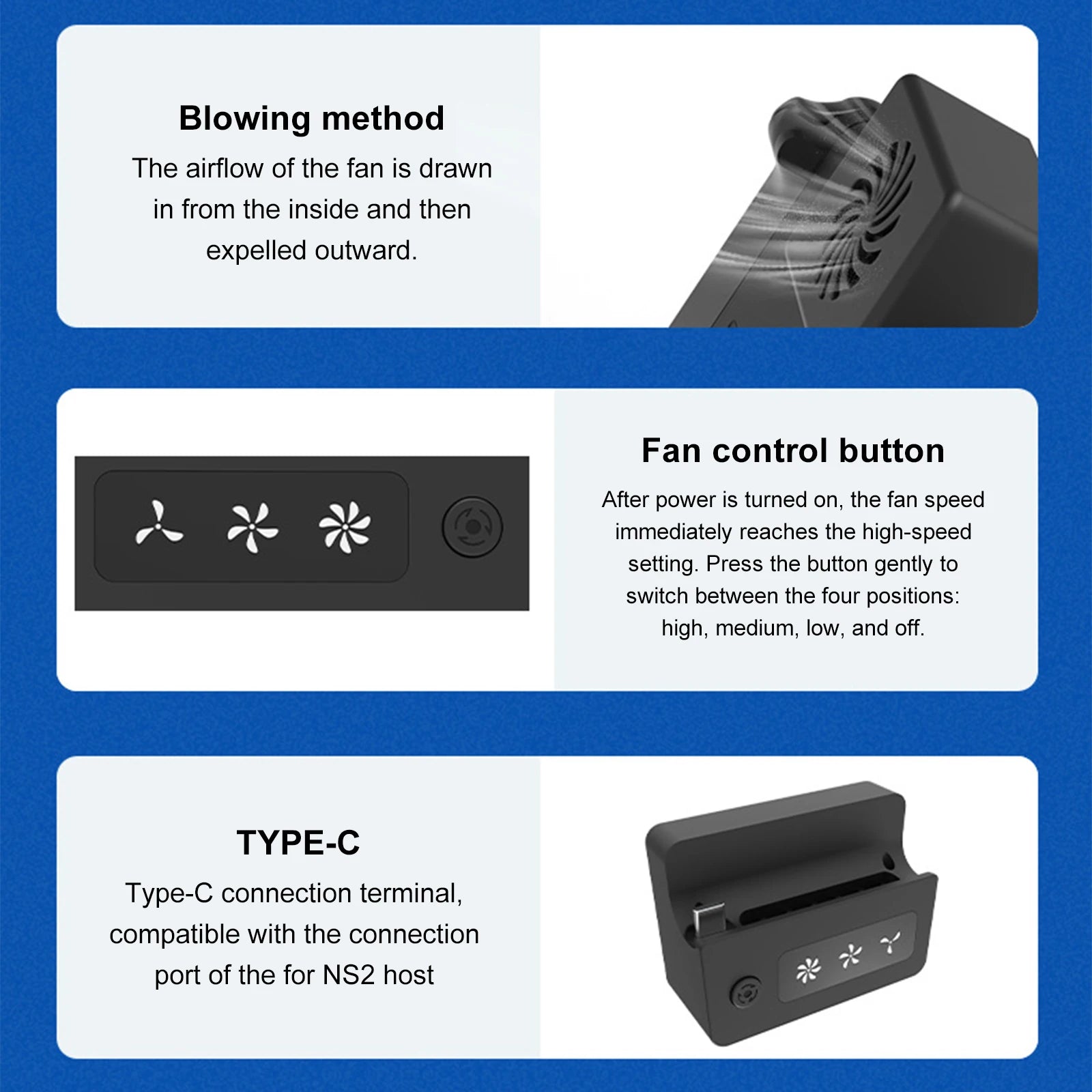 Cooling Fan 3 Adjustable Speeds Console External Cooler Fan Game Console Cooler for Nintendo Switch2 Oasis Select China Mainland