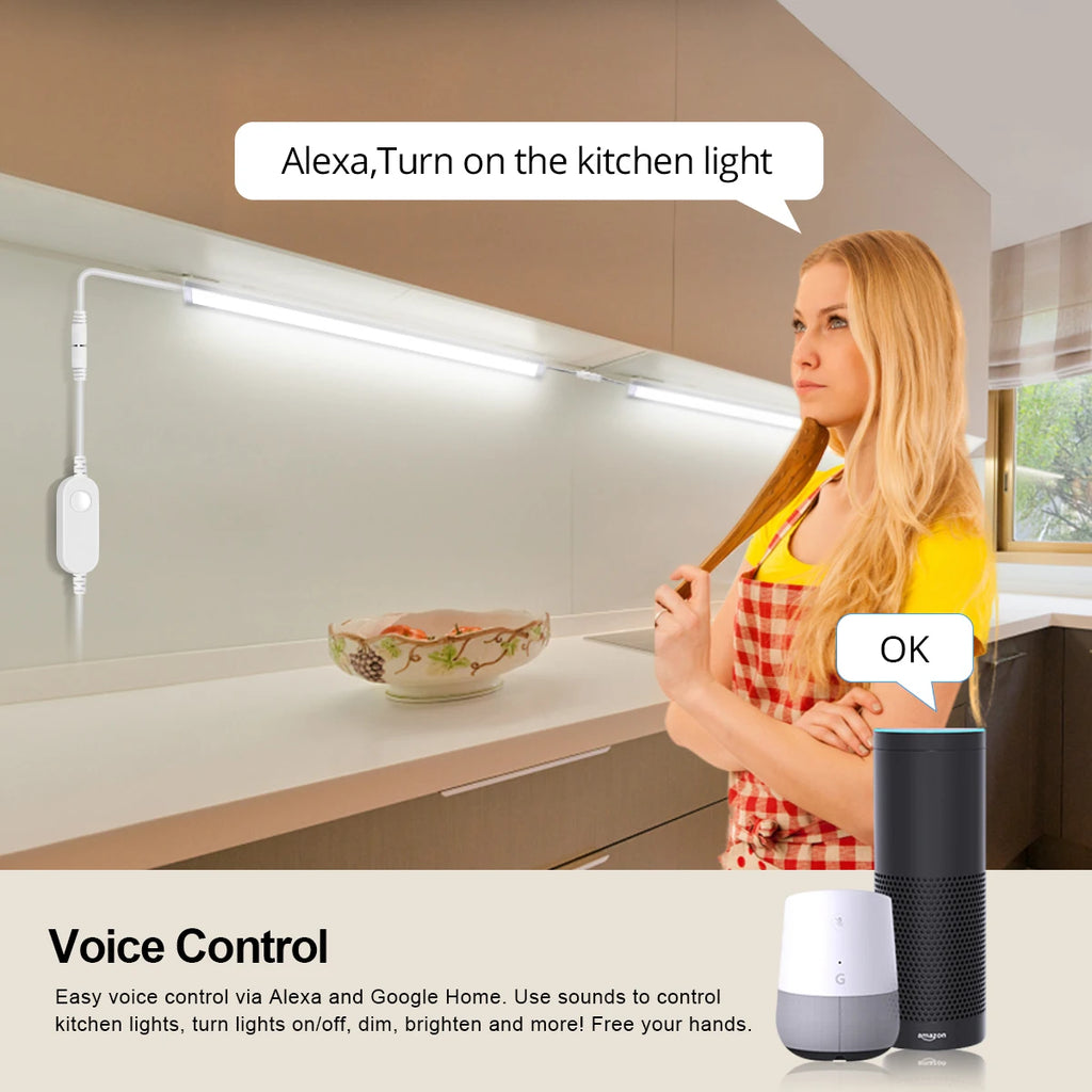 Tuya Zigbee LED Cabinet Light Bar Kit-WiFi Dimmable Aluminium Tube for Kitchen Closet Voice Control Compatible with Google Alexa Oasis Select