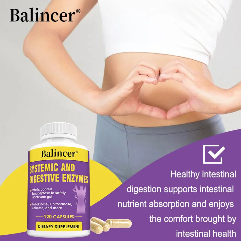 Balincer Systemic Digestive Enzymes – 120 Capsules | Gut Health Digestive Enzyme Supplement Oasis Select
