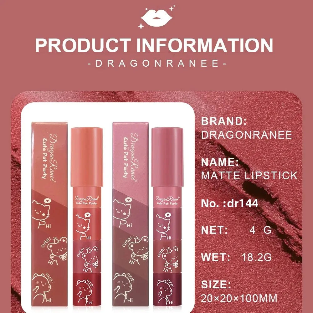 Dragon Ranee 4-in-1 Velvet Matte Lipstick Set – Waterproof Lip Kit
