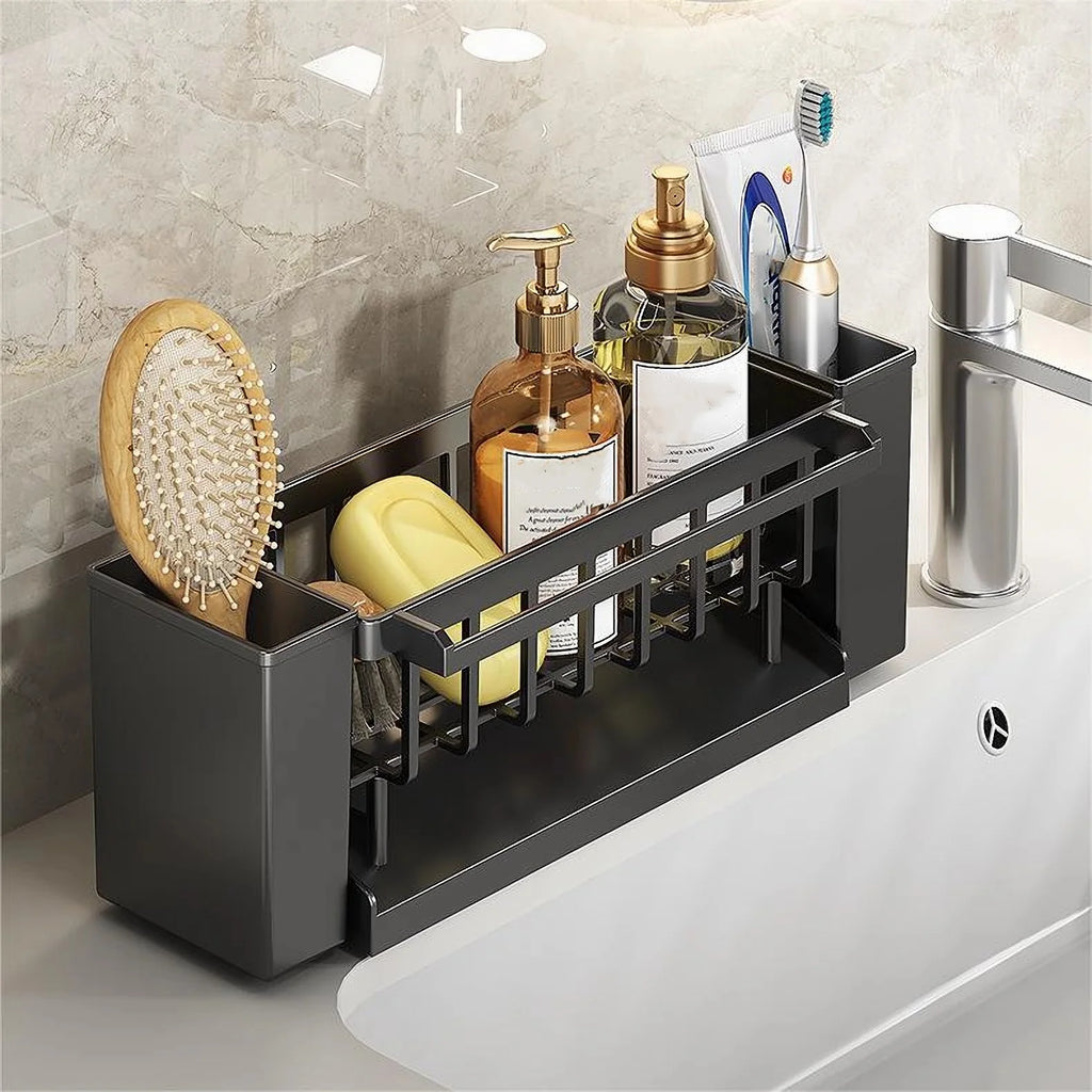 Kitchen Sink Organiser,Kitchen Sink Sponge Holder With Brush Holder,Rag Drain Rack, Bathroom Organizer, Sink Faucet Sink Ra Oasis Select