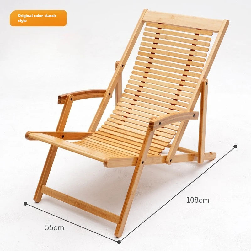 Foldable free chair patio stool rocking recliner folding summer lunch break bench balcony lazy leisure bench Oasis Select black