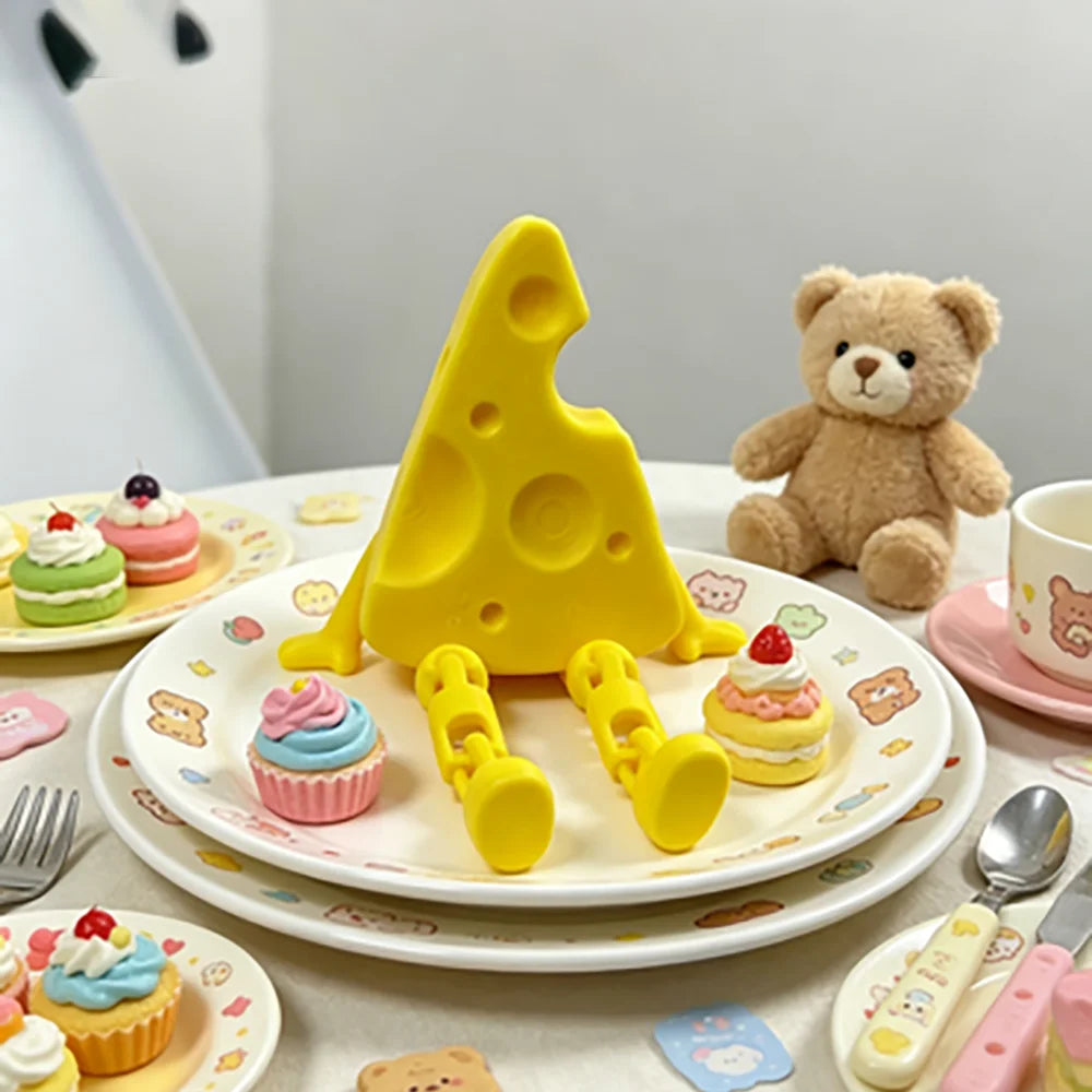 3D Printed Articulated Cheese Plush Toy with Active Joint Stress Relief Desktop Decoration Cute Cheese Doll Novelty Desk Gadget Oasis Select