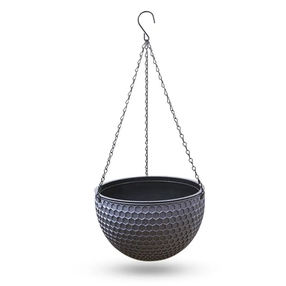 With Drainer and Hanging Chain Honeycomb Hanging Flower Pot Self-Waterin Thickened Hanging Flower Basket Sturdy Hydroponic Oasis Select Gray-M-