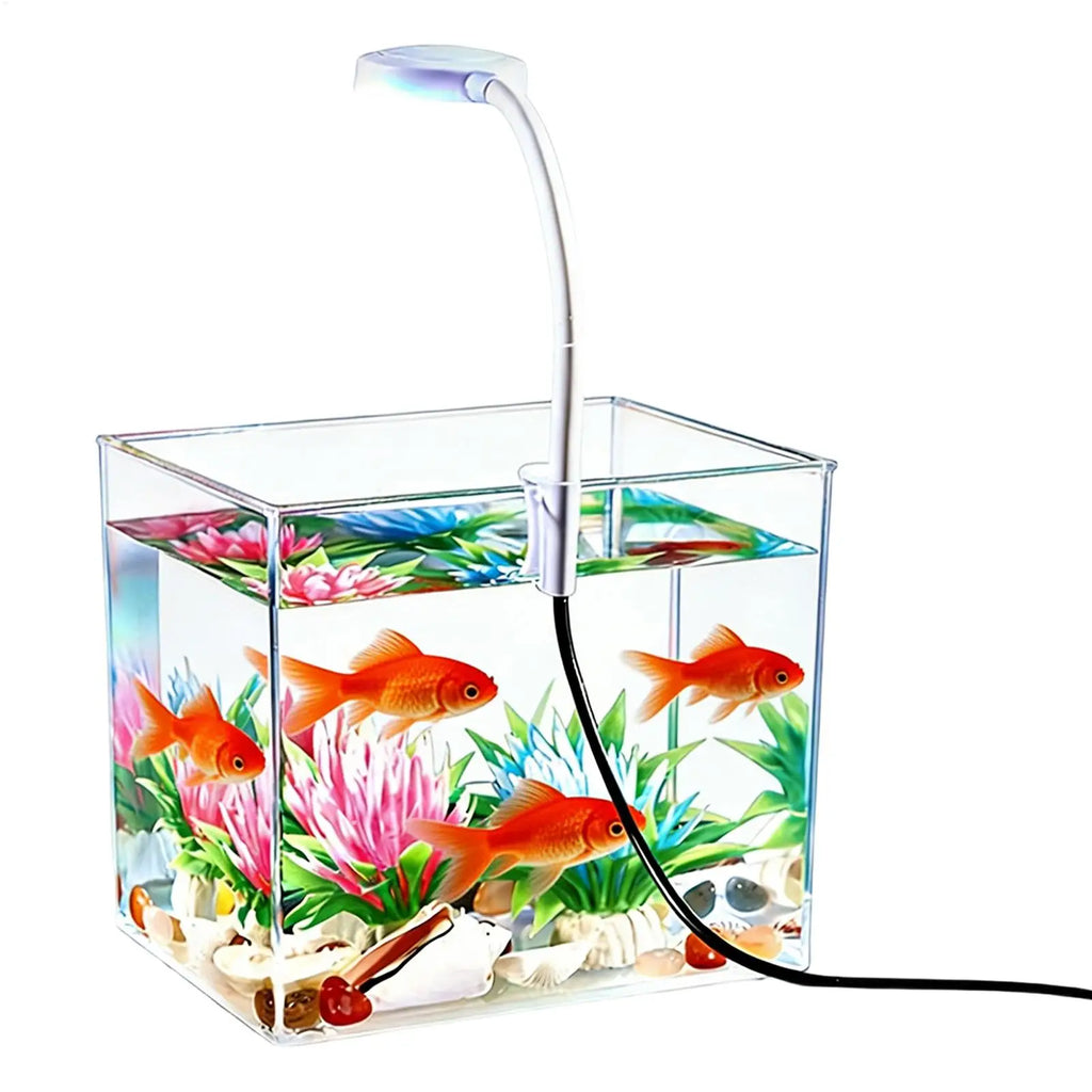 Mini Aquarium with Clip Lights Clear Non-Slip Base Betta Fish Tank Desktop Aquarium for Home Bedroom Living Room Apartment Oasis Select