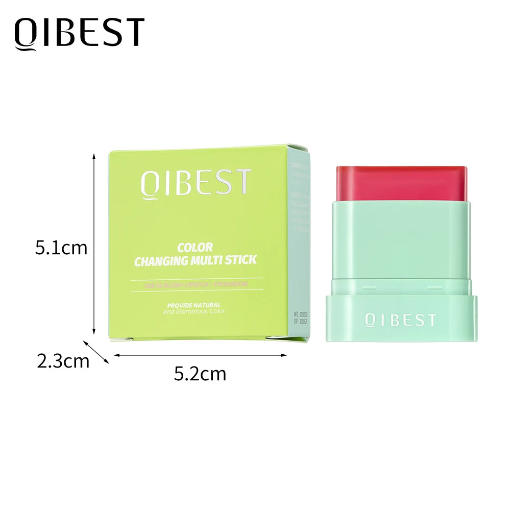 QIBEST 3 Colors Jelly Blush Stick Lip Balm Eyes 3-in-1 Multi-Use Matte Blush Moisturize Brighten Lipstick Watercolor Cosmetics Oasis Select