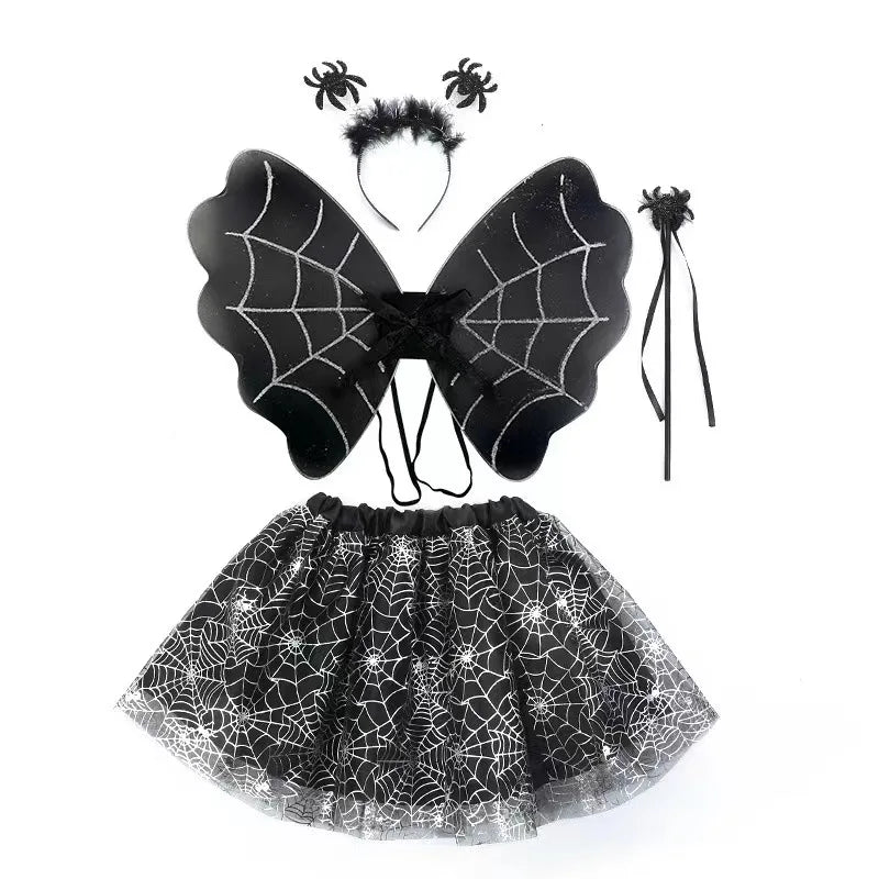 Halloween Spider Bat Wings Photo Props Women's Short Skirts Party Decorations Performance Cosplay Costume Sets Oasis Select