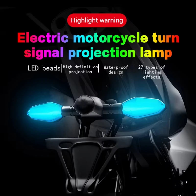 Motorcycle LED Turn Signals – Arrow Projection & 27 RGB Modes