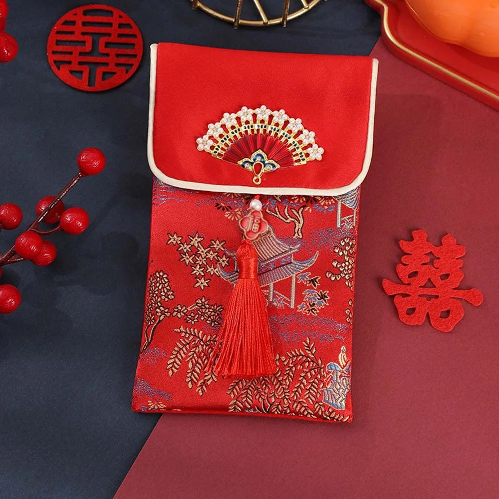 2025 Lunar New Year Brocade Red Envelope HongBao with Tassel