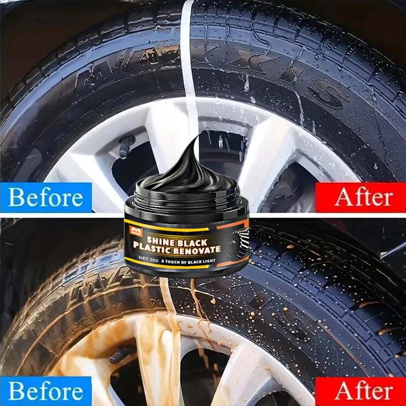 Black Tire Wax, Water-Resistant Car Wheel Shine, Long-Lasting Protection, Easy-to-Clean Formula, Durable Plastic Refurbishment Oasis Select