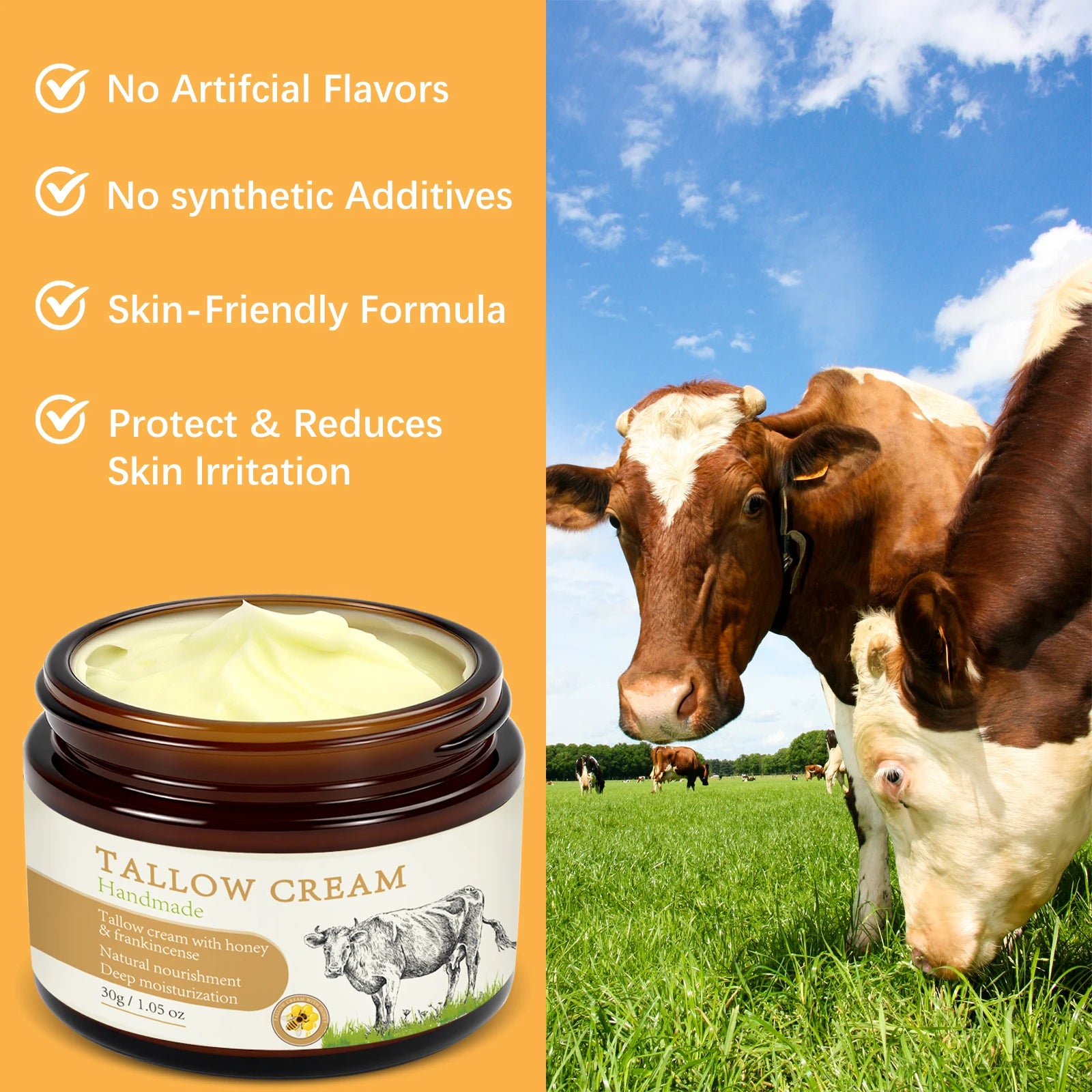 Organic Tallow Balm – Natural Face Moisturizer | YURHERSU 50ml Face Tallow Balm Oasis Select