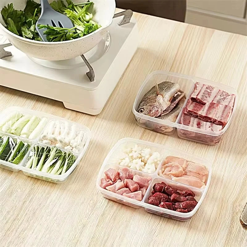 4-Compartment Fridge Food Storage Box with Lid | Freezer Safe Food Storage Container Oasis Select