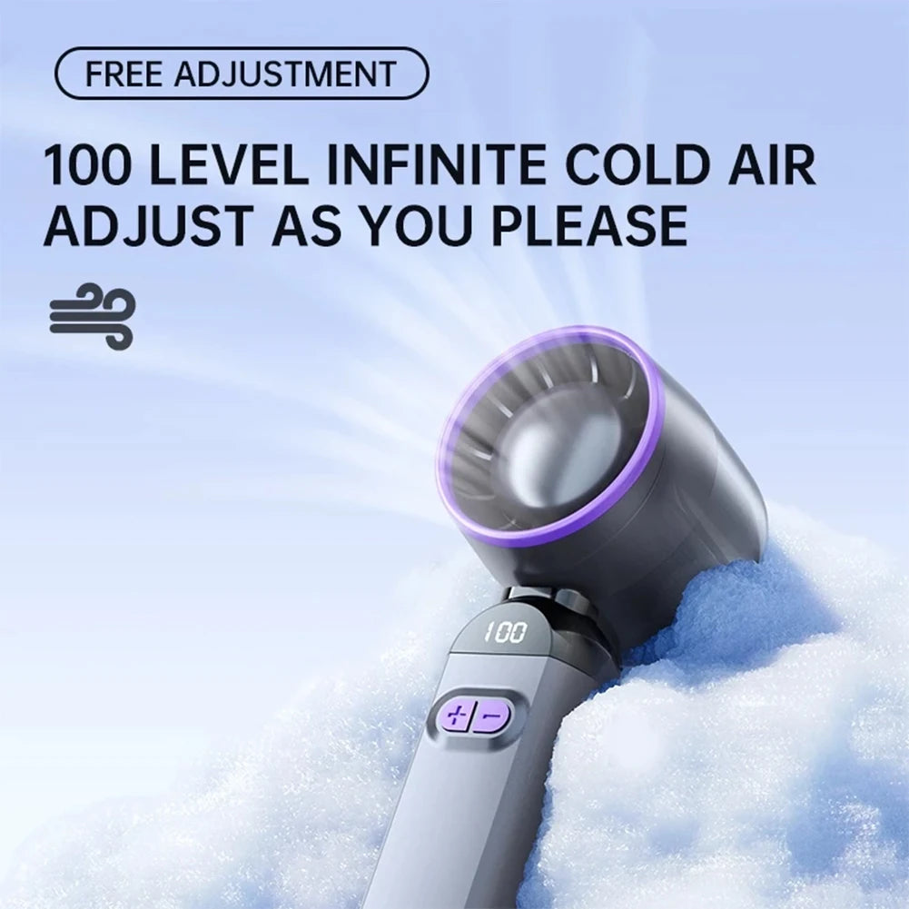 Handheld Turbo Fan USB Rechargeable Folding Fan | LED Display