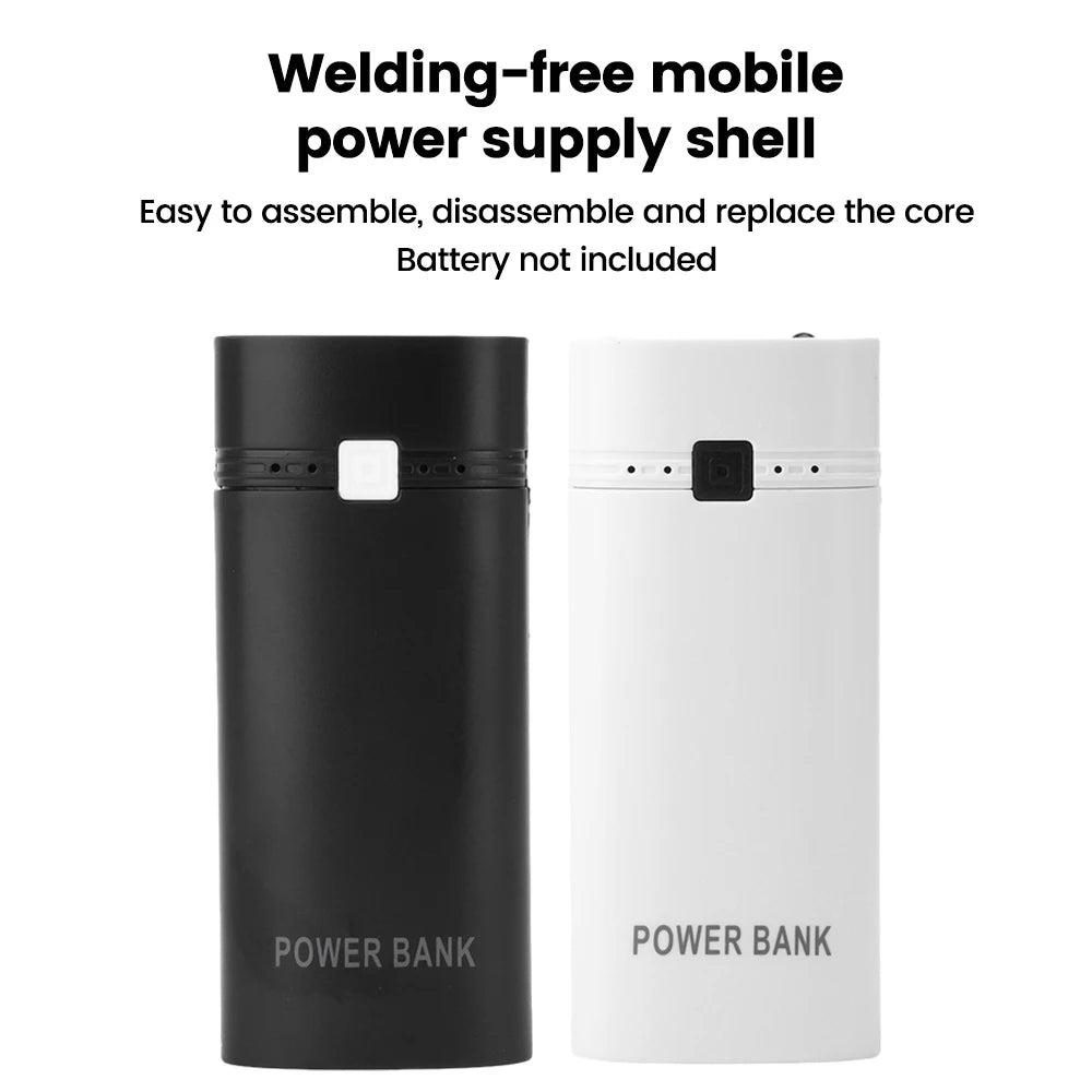 2x18650 Power Bank Battery Box Dual Type-C USB Charge Shell Soldering-free Mobile Power Case DC 5V 2.1A to 5V 2.4A Battery Case Oasis Select