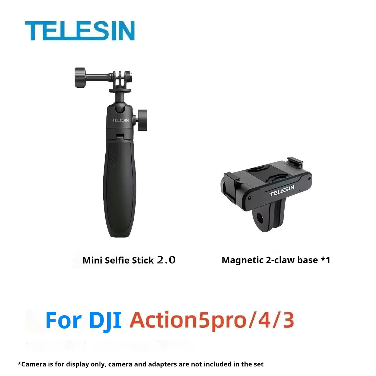 TELESIN Mini Selfie Stick Tripod for DJI Action 6/5 Pro/4/3
