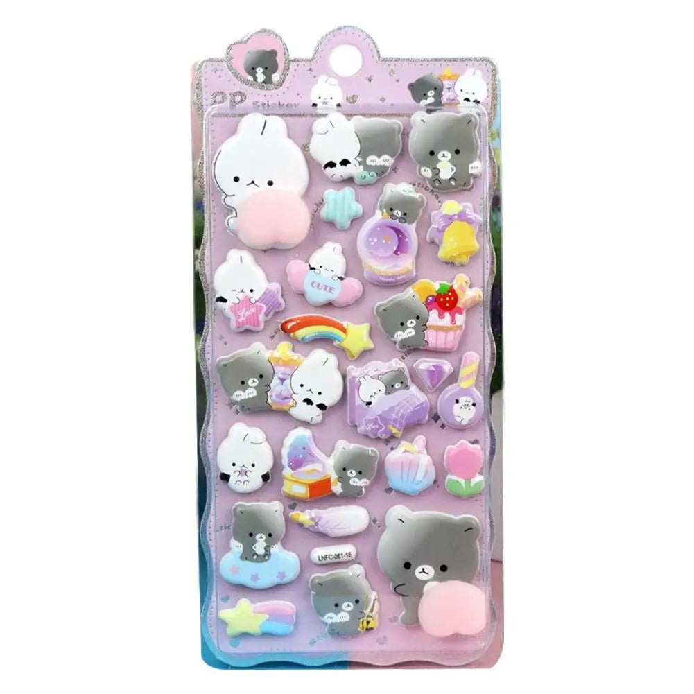 3D Cute Animal Butt Stickers, Stress Relief Puffy Squishy Sticker for DIY Scrapbook Guitar Phone Case Laptop Decal Oasis Select C