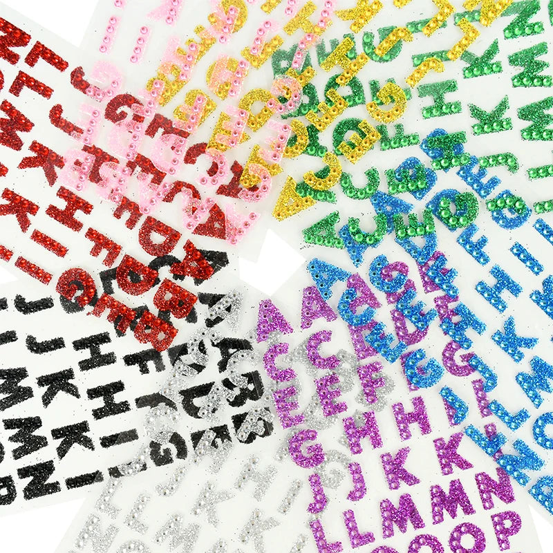 1Pcs Glitter A-Z Alphabet Letters Sticker Scrapbooking Stationery School Supplies Black/Gold/Silver/Red/Blue/Pink/Purple/Green Oasis Select