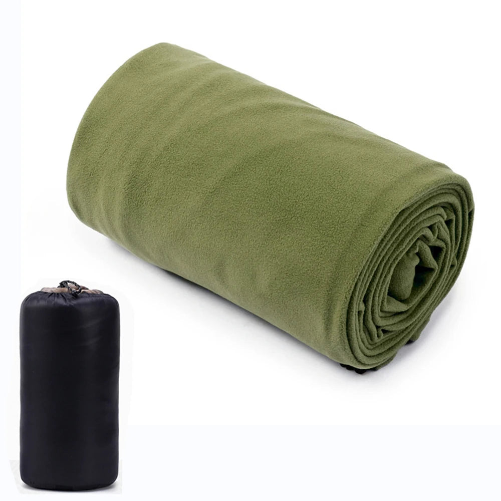 Soft Fleece Sleeping Bag Liner Camping Blanket Ultra-light Outdoor Travel Sheets Tent Bed Warm Sleeping Bag Oasis Select army green