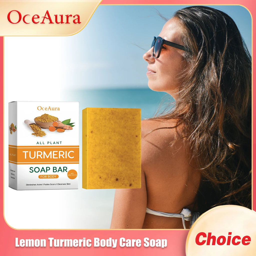 Oceaura Lemon Turmeric Body Care Soap Moisturizing Dryness Oil Control Deeply Cleansing Removing Exfoliate Skin Brightening Soap Oasis Select