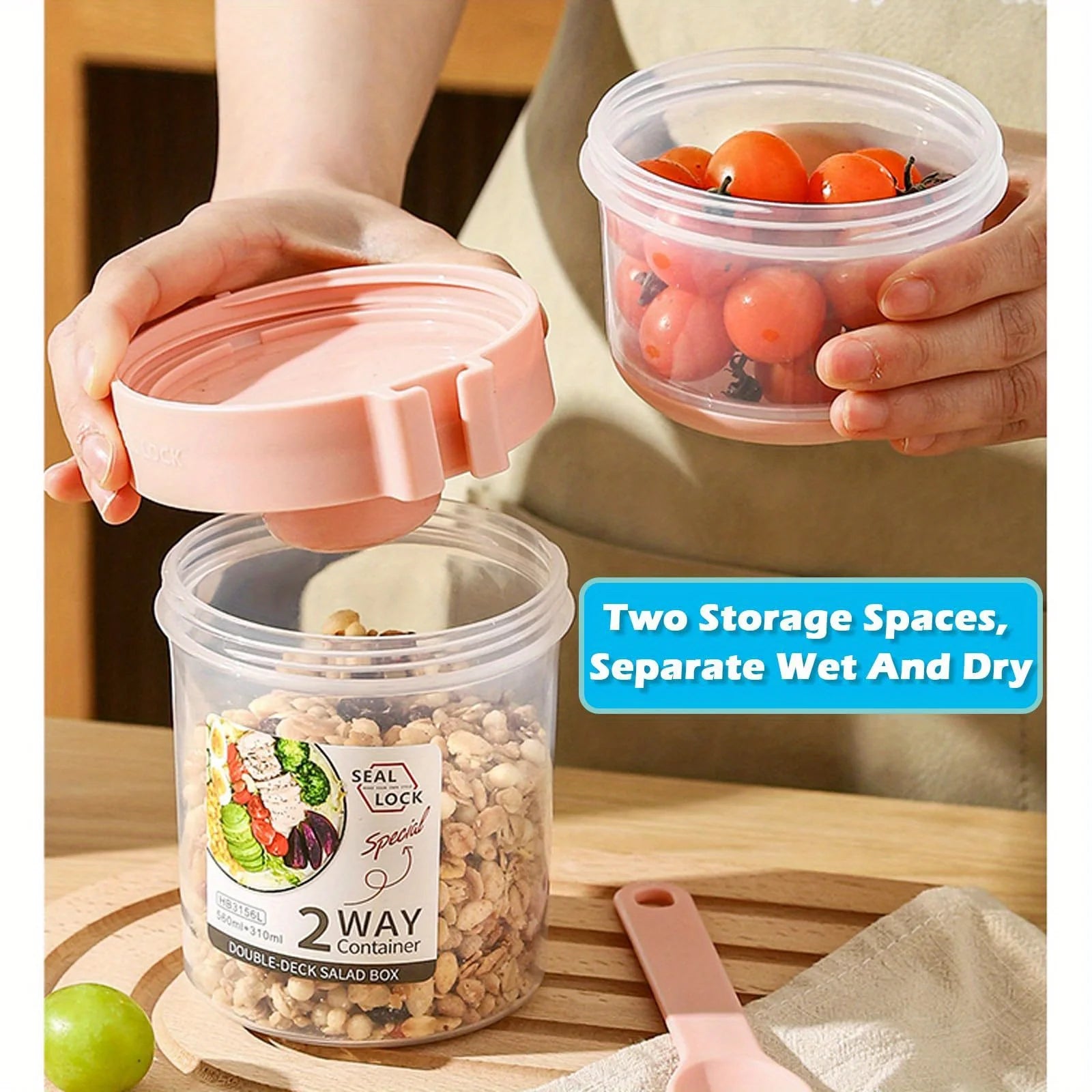 Portable Salad Cups Container Plastic with Lid and Fork Overnight cup Breakfast Oatmeal Cereal Nut Yogurt Cup School Lunch Box Oasis Select
