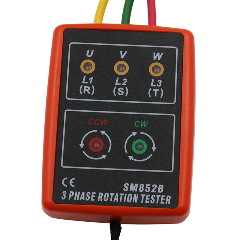 Indicator Meter Three Phase Rotation Indicator Meter Phase Sequence Tester LED Buzzer With Portable Pouch Oasis Select