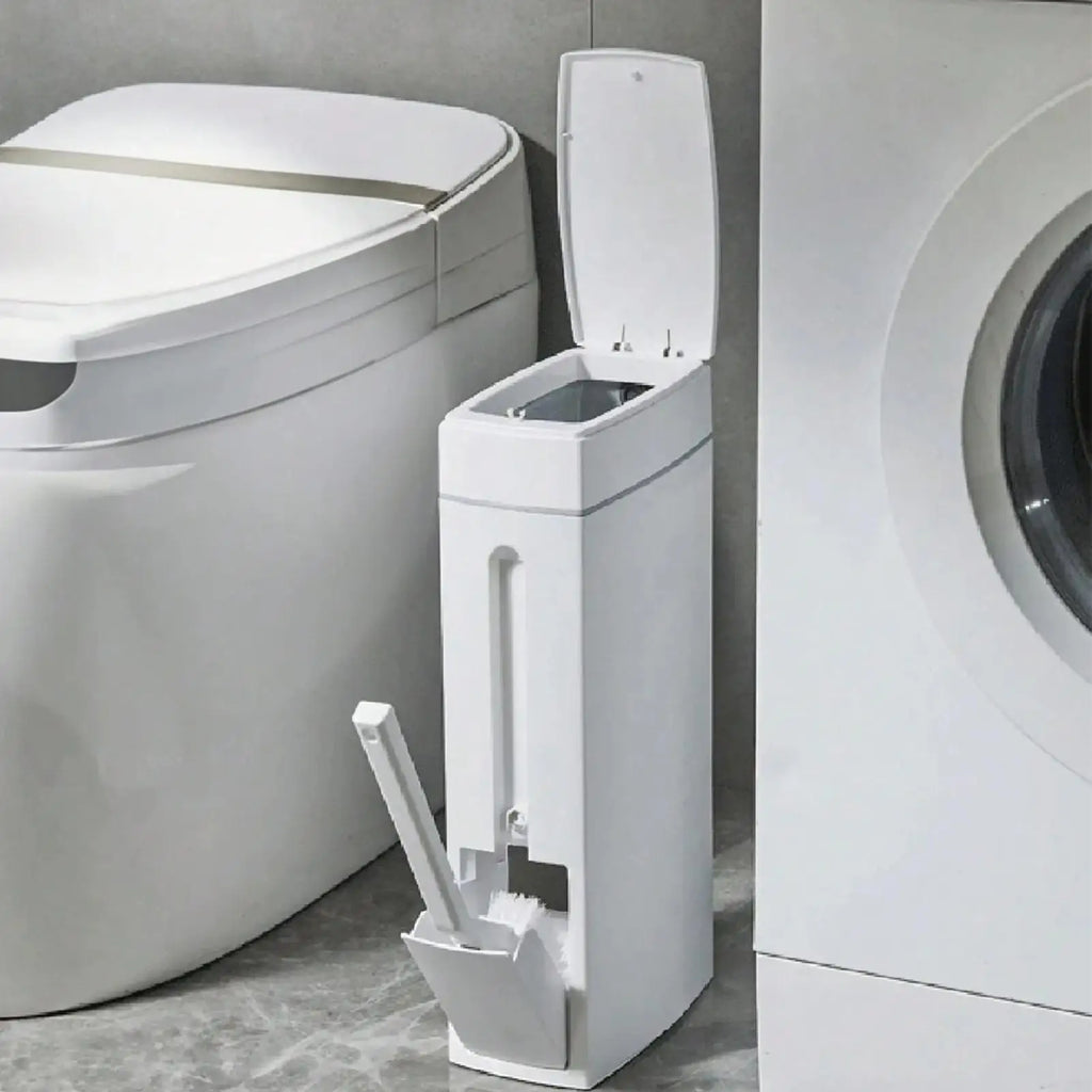 Bathroom Trash Can Bathroom Trash Can Toilet Brush Combo Save Space Small Trash Can Lid Bathroom Accessories Narrow Garbage Can Oasis Select