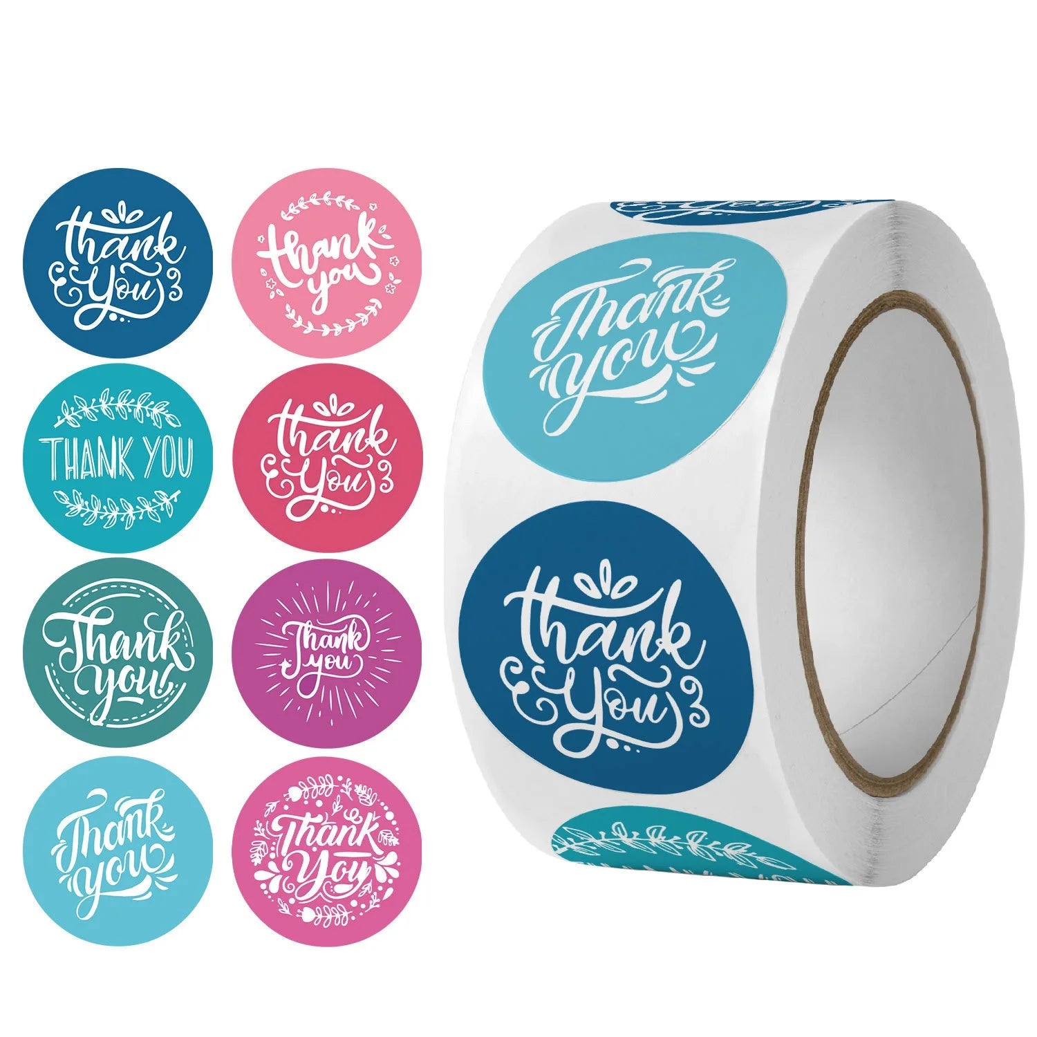 500 PCs/roll 1 inch colorful thank you stickers for gift wrapping, envelope closures, small business office supplies, Diy decora Oasis Select 500pcs