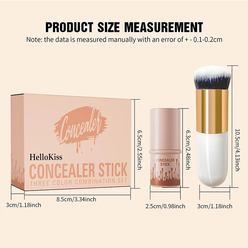 Hello Kiss 4-Piece Contour Highlight Blush Stick Set & Brush