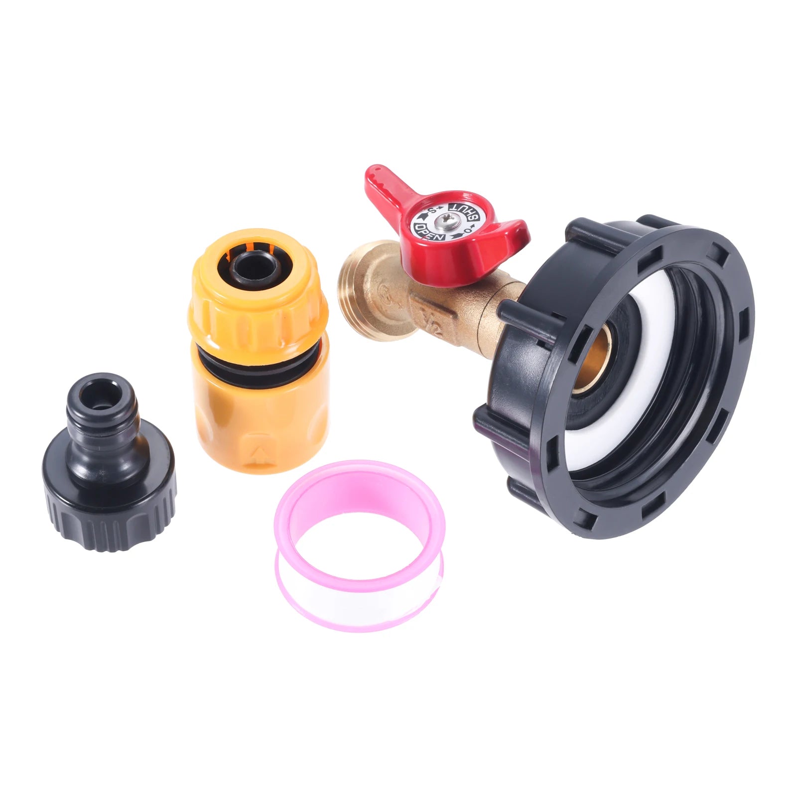 275-330 Gallon IBC Bag To Garden Hose Adapter 2Inch Coarse Thread with Lead-Free Brass Hose Faucet Shutoff Valve,Quick Connector Oasis Select