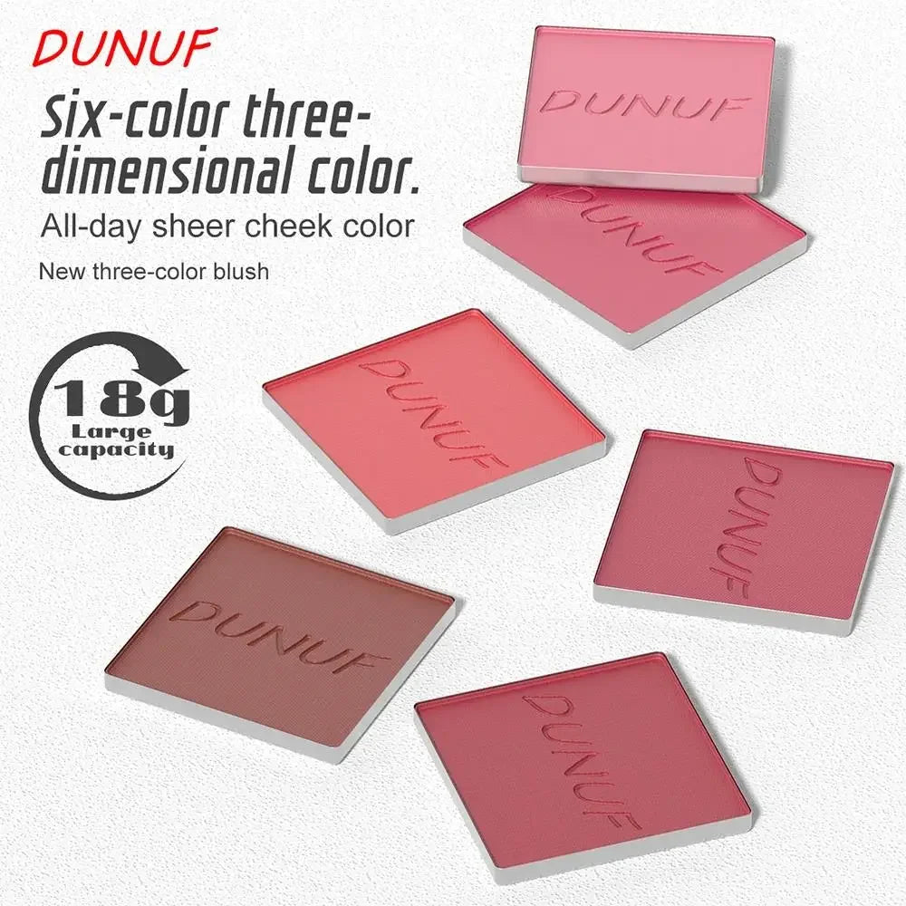 DUNUF 6-Color Blush Palette – Matte, Shimmer & Highlighter
