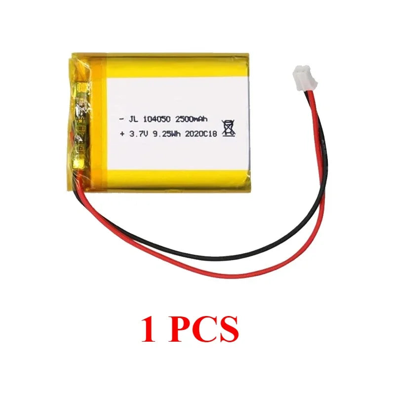 Rechargeable 104050 3.7V Large Capacity 2500mAh Li-Po Battery Lithium Polymer Lipo Cells for GPS MP3 4 5 Driving Recorder Camera Oasis Select 1 PCS