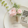 Wedding Artifical Flowers Silk Rose Boutonniere Ribbion Wrist Corsage Botonier Para Novio Boda Oasis Select Pink-Corsage