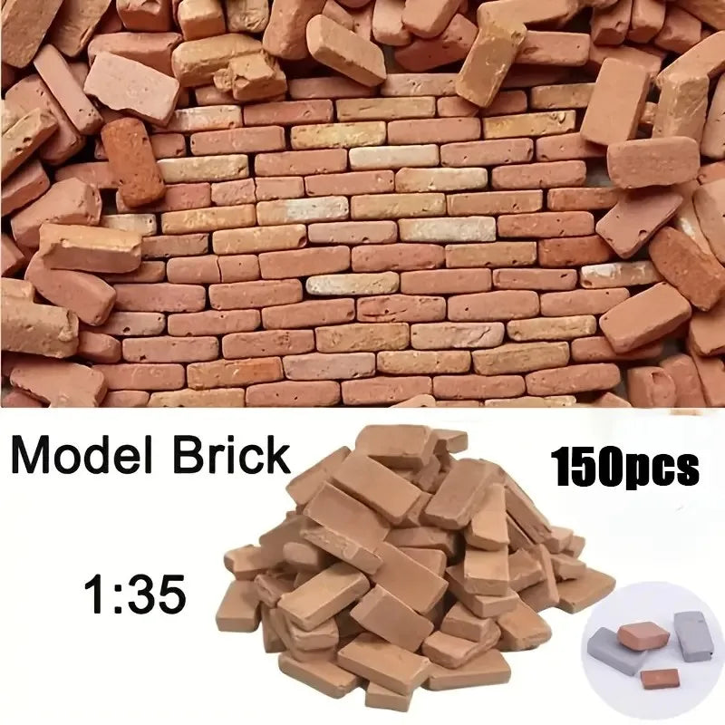 150/200 Pieces Mini Bricks For Landscaping Miniature Bricks Brick Wall Small Bricks For Dollhouse Garden Parts,1/35 Scale Oasis Select