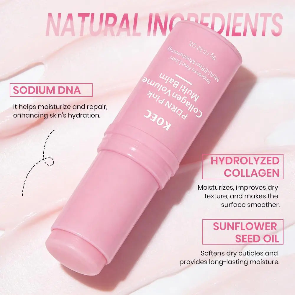 Wrinkle Bounce Moisturizing Multi Balm for Face PDRN Pink Collagen Volume Balm Moisturizer Stick Hydrating Lip Eye Neck Cream Oasis Select