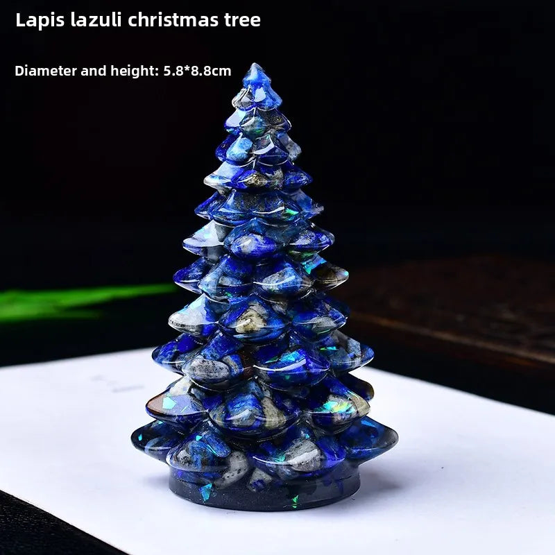 New Natural Crystal Crushed Stone Christmas Tree Resin Decorative Item for Home Desktop Decoration Christmas Display Oasis Select M 5.8cm x 8.8cm