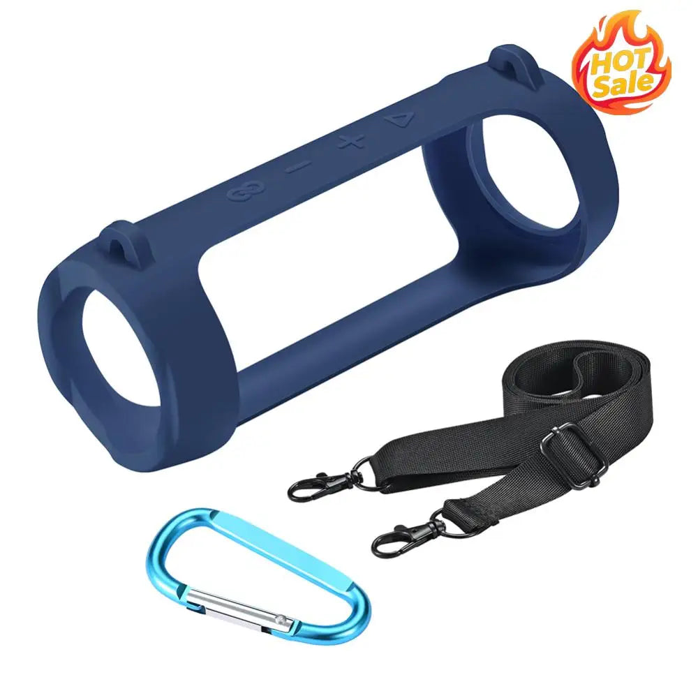 Silicone Protective Cover with Carabiner Waterproof Speaker Protective Case Adjustable Strap Portable for JBL Flip 6/Flip 5 Oasis Select