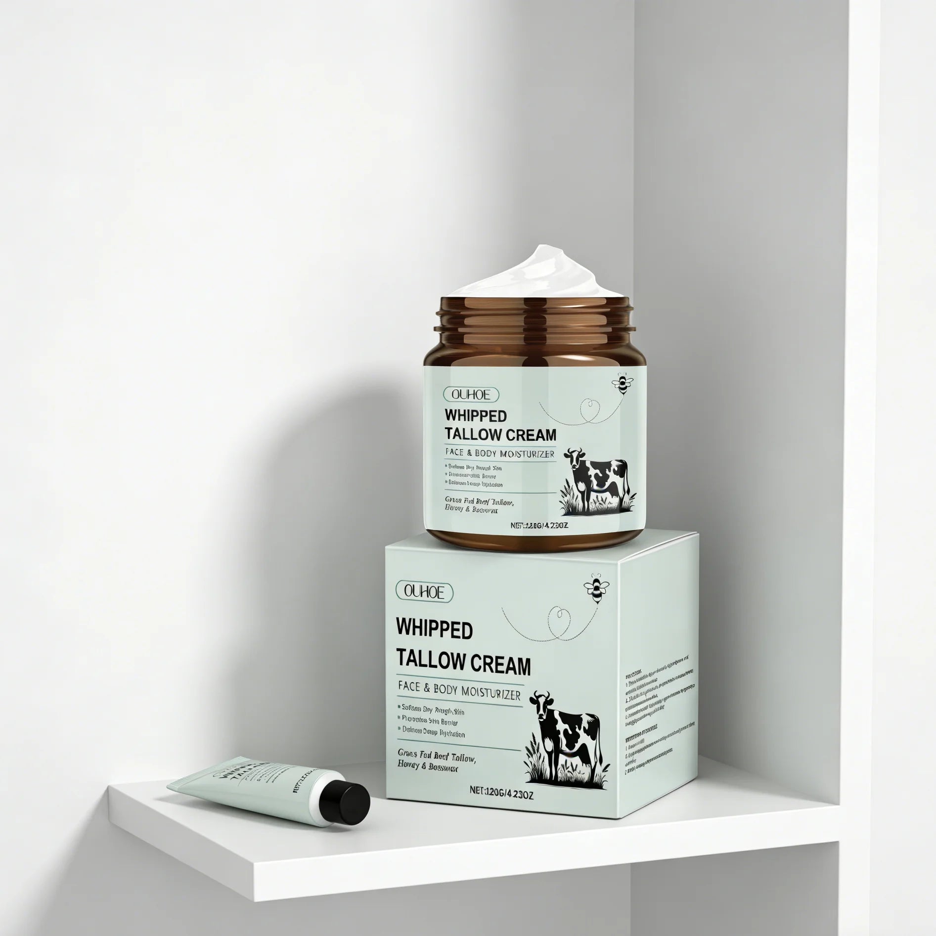 Tallow Cream Natural Shrink Pores Firming Lift Gentle Hydration Soft Refreshing Barrier Relieve Dryness Radiant Daily Skin Care Oasis Select
