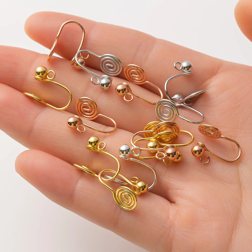 10/50pcs Stainless Steel Ear Clips Spiral Non Pierced Earrings Base for DIY Jewelry Making Supplies Components Findings Crafts Oasis Select