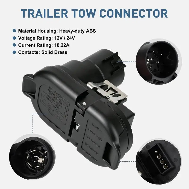 Style 7-Way & 4-Way Trailer Wiring Harness With Bracket, For 2007-2024 F150, Chevy Silverado, RAM Oasis Select Black