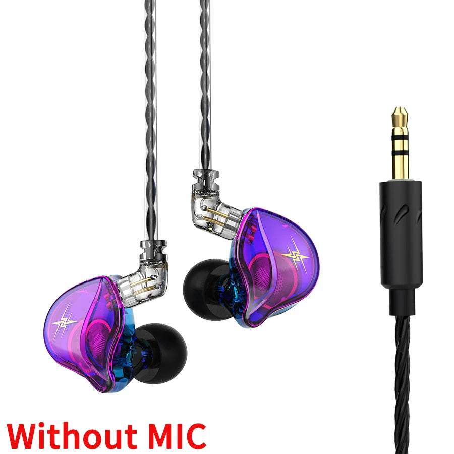 QKZ ZXT In Ear Wired Earphones Dynamic DJ Monitor IEM Earbuds HIFI Music Sport Headphone Noise Cancelling Bass Headset With Mic Oasis Select Purple No Mic