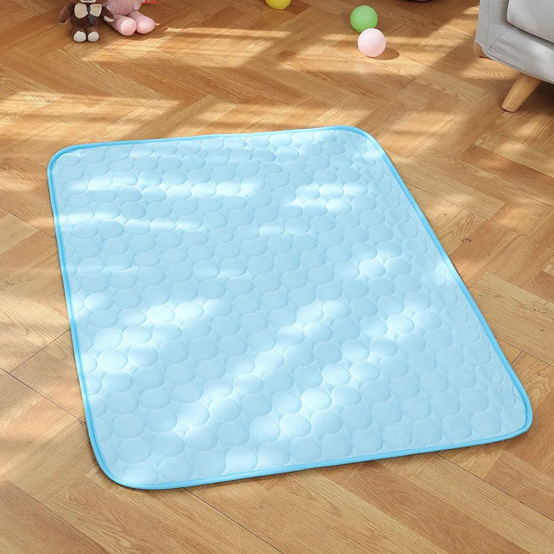 Summer Ice Silk MATS for Pets Cat and Dog Beds Super Large Dog All-season Floor MATS Cat and Pet Ice MATS Ice Beds Dog Beds Oasis Select Blue 75x60cm
