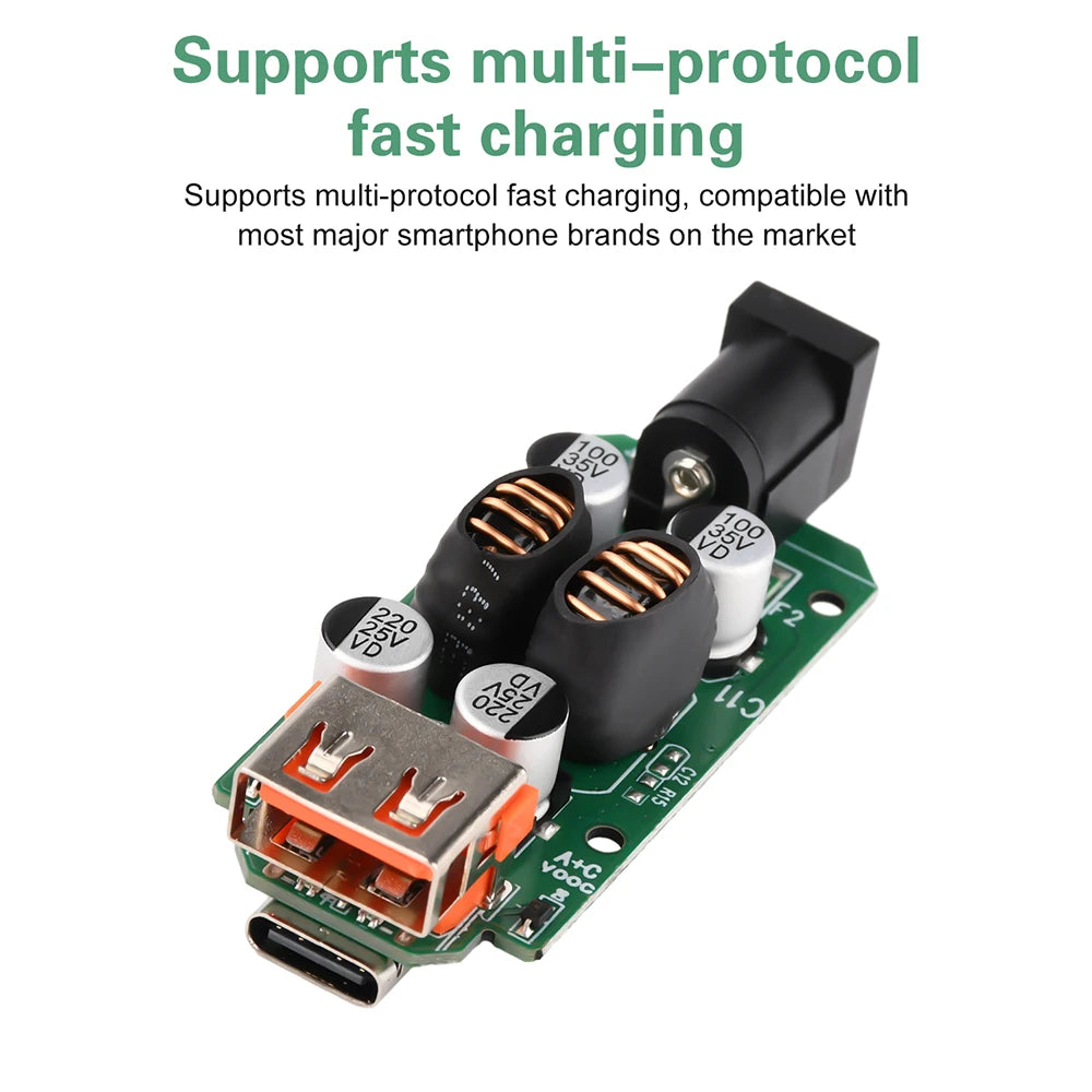 DC 9V-30V Car Mounted Step-Down Charging Module VOOC Multi Protocol USB A 30W+Type C 20W Dual Port Fast Charging Module Oasis Select