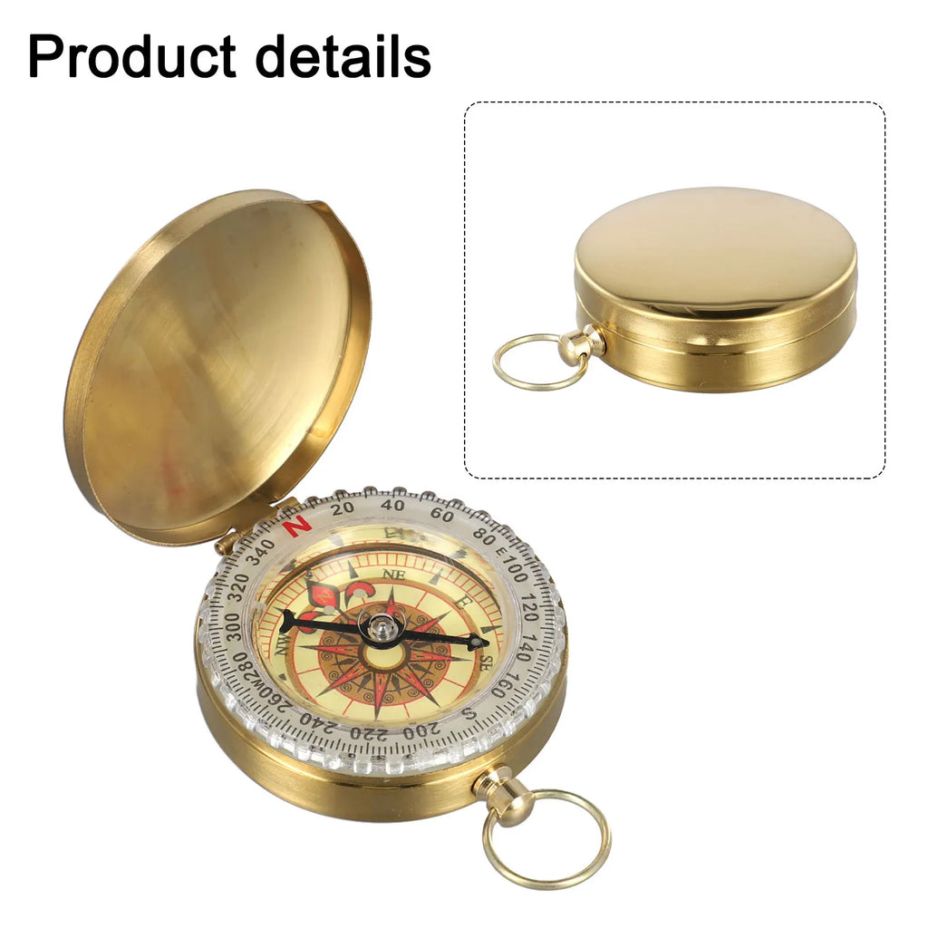 1PCS Brass For Compass Golden Hiking Pocket Portable Noctilucent Vintage For Precisio-n Dial Navigation Parts For Adventurers Oasis Select