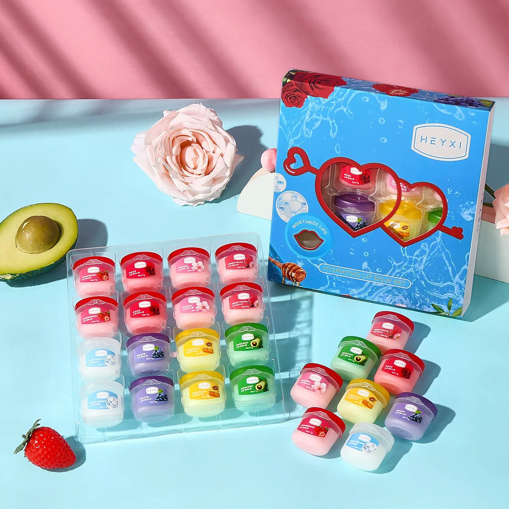 16-Piece Fruit Lip Balm Set – Moisturizing Lip Plumper Kit Fruit Lip Balm Set Oasis Select