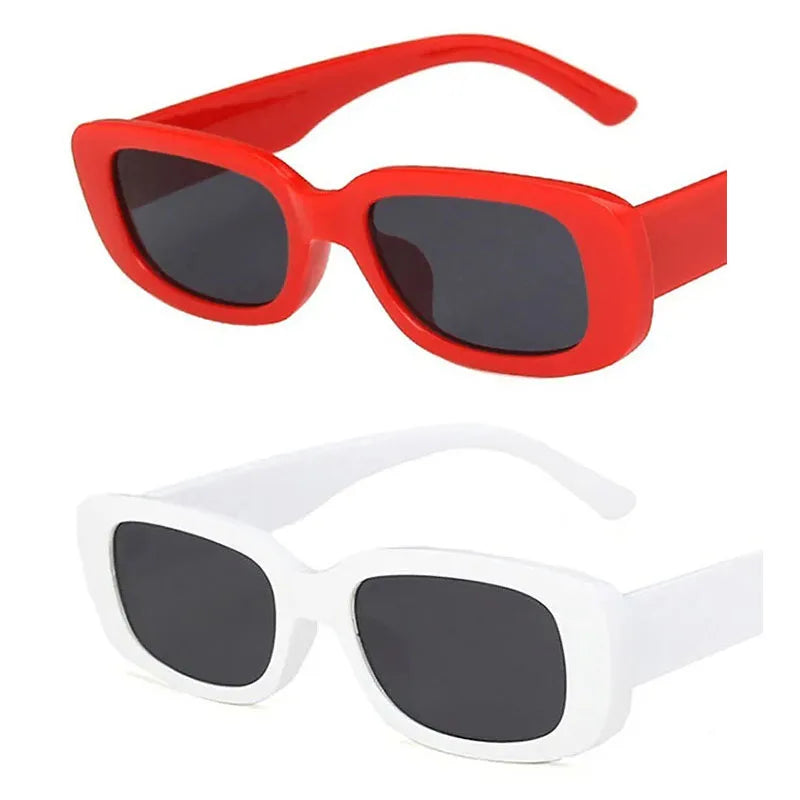 Fashion Sunglasses Classic Retro Square Glasses Women Brand Vintage Travel Small Rectangle Sun Glasses Female Eyewear Anti-Glare Oasis Select red-white