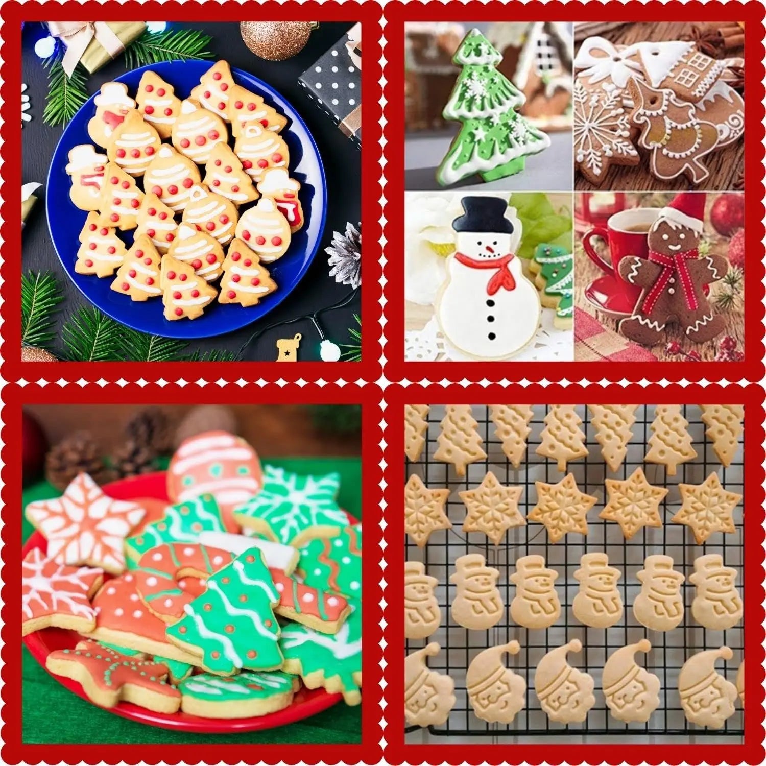4PCS Mini Cookie Cutters, 3D Raised Cookie Stamps, Snowflake, Snowman, Candy Baking Molds, Christmas Ornament Cookie Cutter Oasis Select